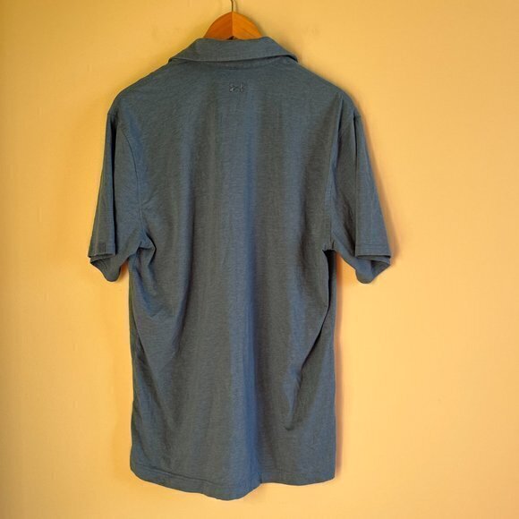 UNDER ARMOUR LOOSE HEATGEAR‎ BLUE POLO SHIRT SHORT SLEEVE TOP ATHLETIC MENS SZ M - Picture 3 of 4